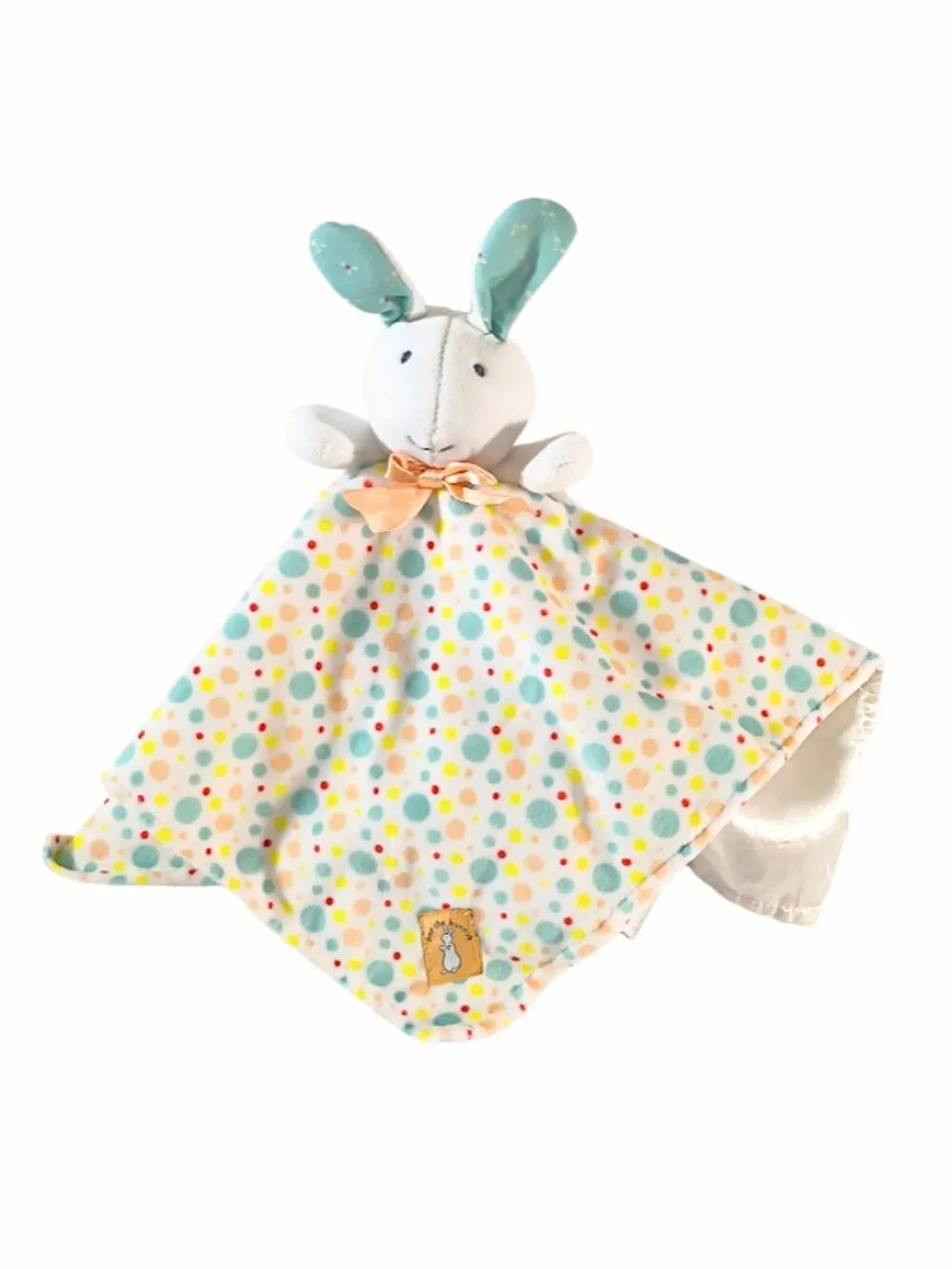 2016 Pat The Bunny Polka Dot Satin Lovey Security Blanket 14.5